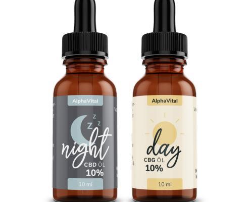 AlphaVital Night & Day | CBD/CBG ÖL 10% | Vollspektrum | 2 Flaschen á 10 ml AlphaVital Night & Day | CBD/CBG ÖL 10% | Vollspektrum | 2 Flaschen á 10 ml