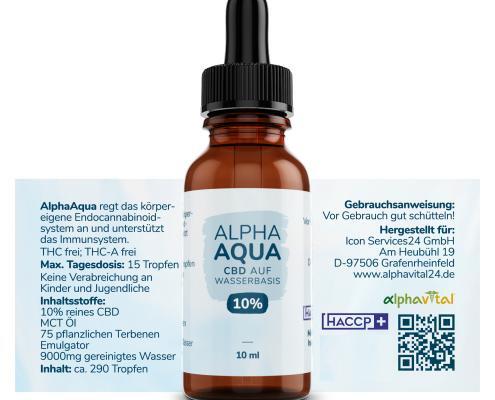 AlphaAqua 10% CBD Tropfen | THC frei | Vollspektrum | 1000mg CBD | Inhalt 10ml